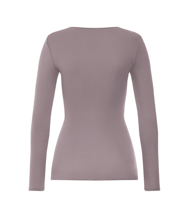 Hanro Cotton Seamless Long Sleeve Shirt Stormy Rose (071620)