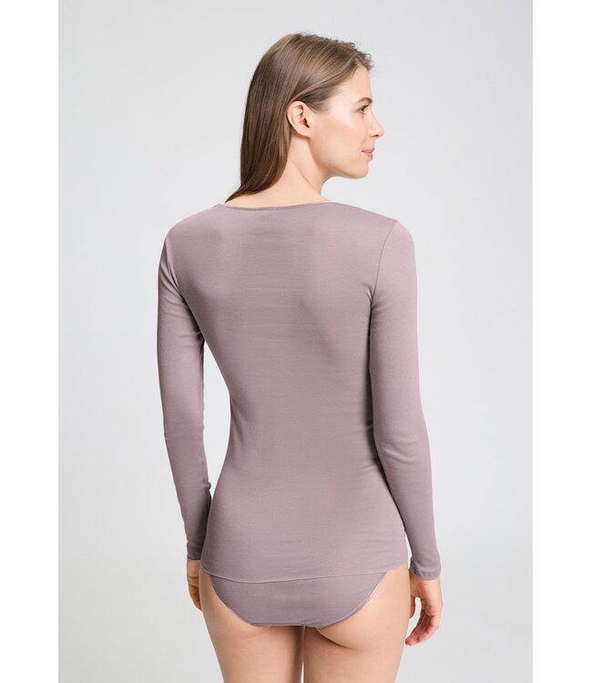 Hanro Cotton Seamless Long Sleeve Shirt Stormy Rose (071620)