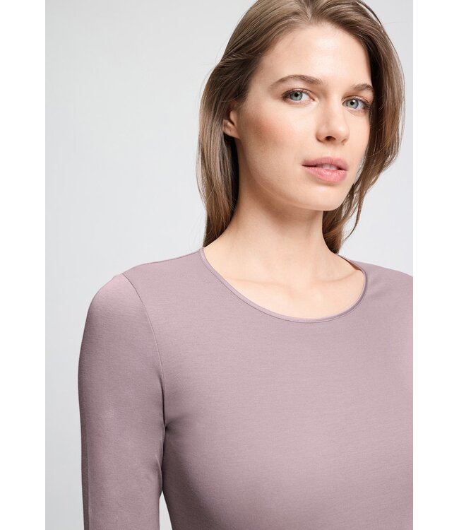 Hanro Cotton Seamless Long Sleeve Shirt Stormy Rose (071620)