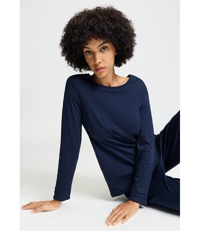 Hanro Pilar Long Sleeve Pajama Deep Navy (NEW TREND)