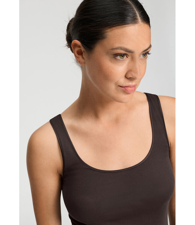Hanro Cotton Seamless Tank Top Dark Mocha (071604)