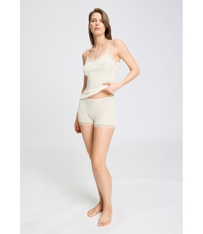 Hanro Woolen Lace Spaghetti Top Misty White (070765)