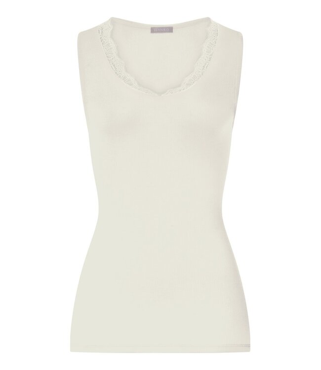 Hanro Woolen Lace Tank Top Misty White (070766)