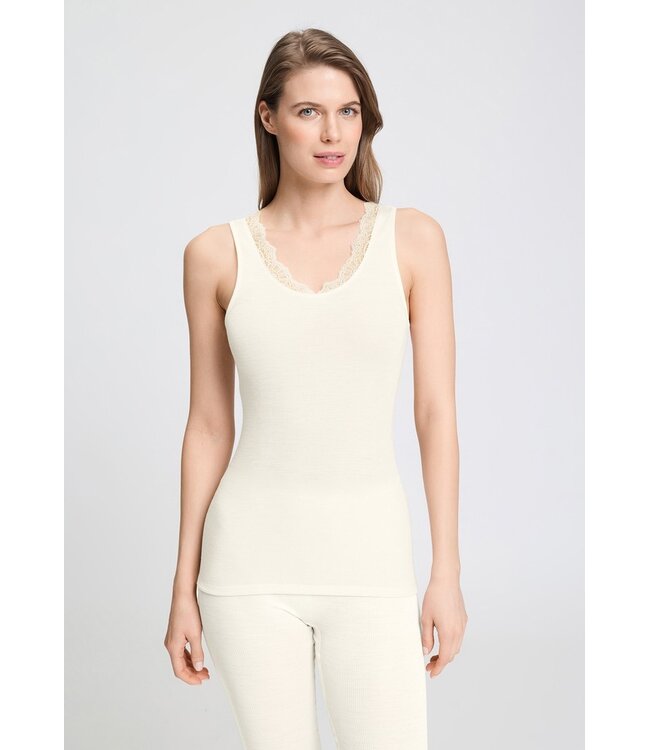 Hanro Woolen Lace Tank Top Misty White (070766)