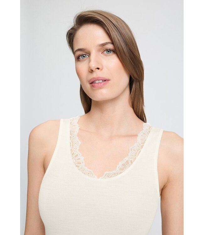 Hanro Woolen Lace Tank Top Misty White (070766)
