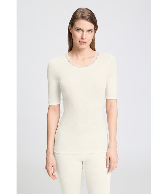 Hanro Woolen Lace Shirt Misty White (070767)