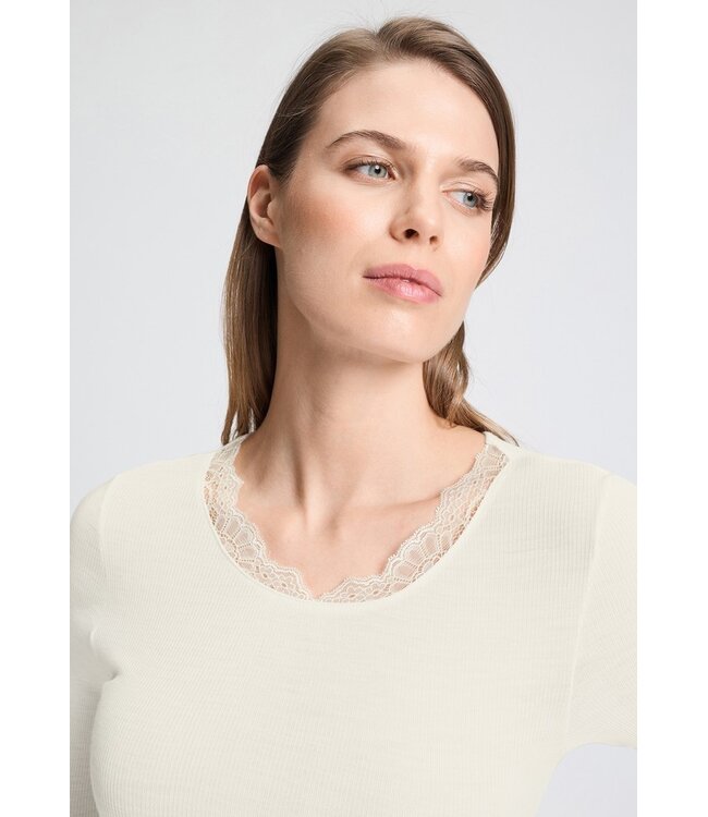 Hanro Woolen Lace Shirt Misty White (070767)