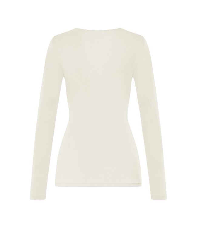 Hanro Woolen Lace Long Sleeve Shirt Misty White (070768)