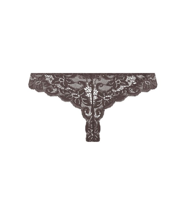 Hanro Moments Lace Thong Dark Mocha (071507)