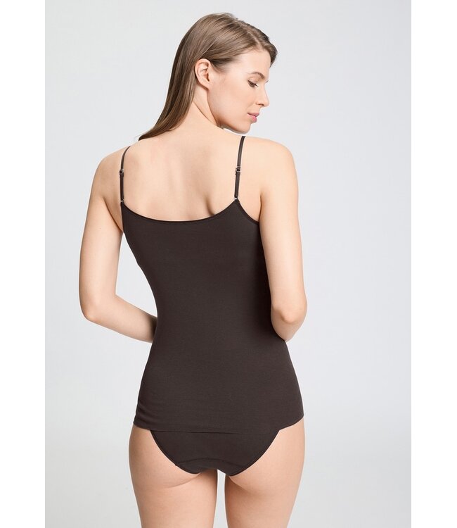 Hanro Cotton Seamless Padded Top Dark Mocha (071605)