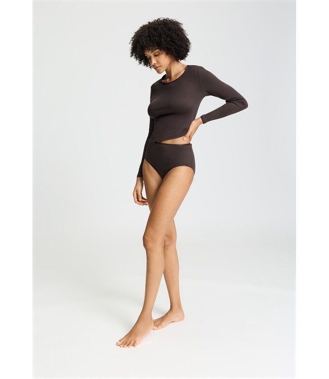 Hanro Cotton Seamless Maxi Brief Dark Mocha (071625)