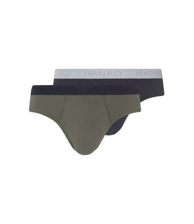 Hanro Cotton Essentials 2-Pack Charcoal Art | Smokey Olive (073075)