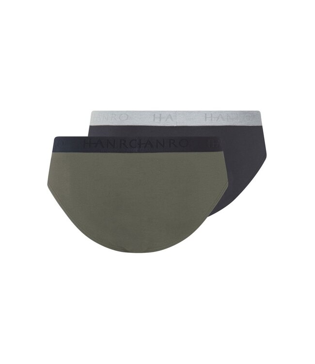 Hanro Cotton Essentials 2-Pack Charcoal Art | Smokey Olive (073075)