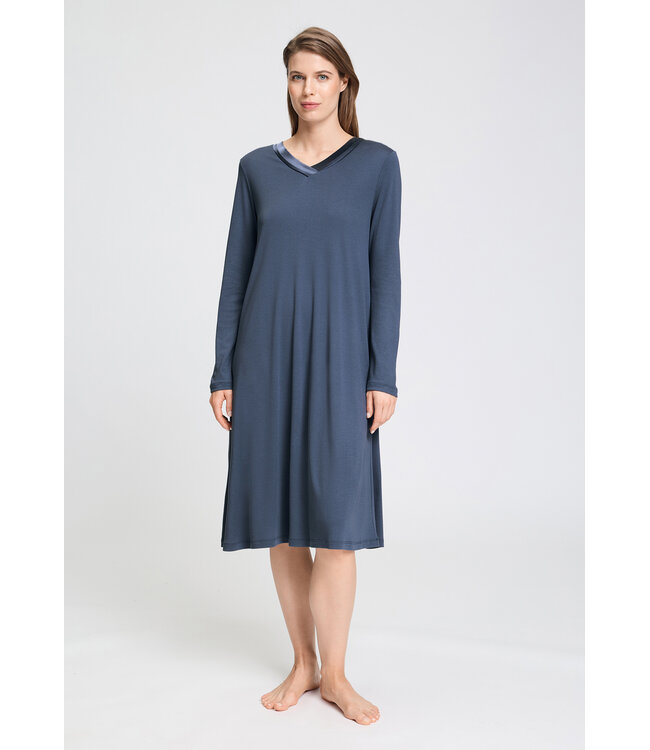 Hanro Tyra Long Sleeve Nightdress Vintage Indigo (074695)