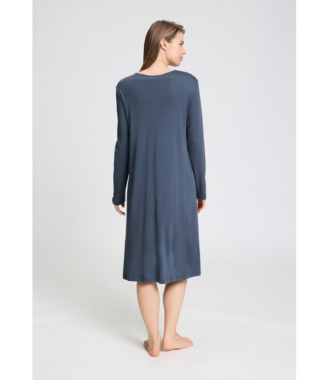 Hanro Tyra Long Sleeve Nightdress Vintage Indigo (074695)