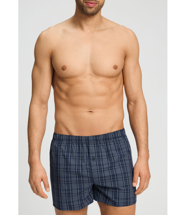 Hanro Fancy Woven Boxer Checked Blue (NEW TREND)