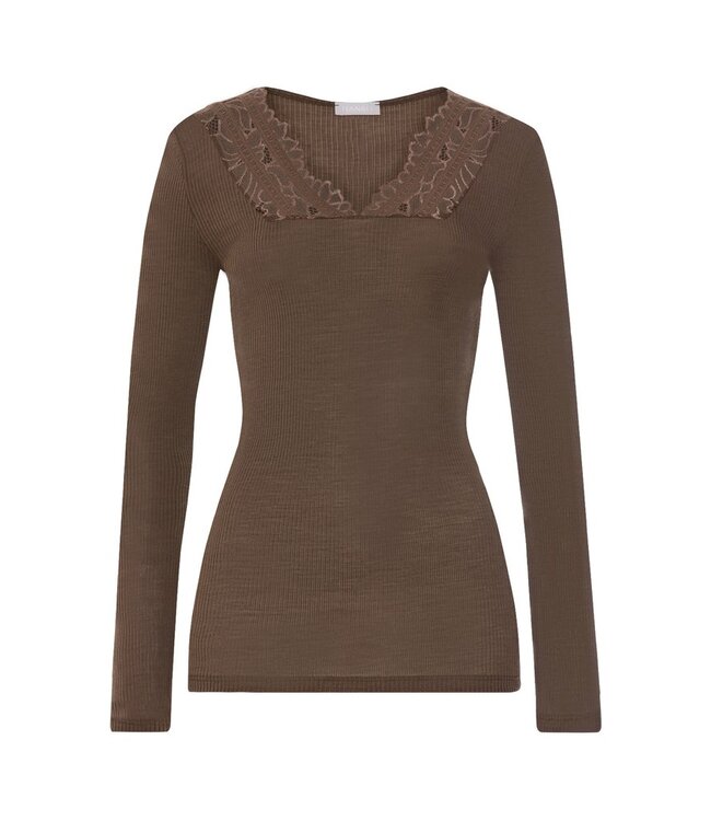 Hanro Marcia Long Sleeve Shirt Natural Teak (070757)