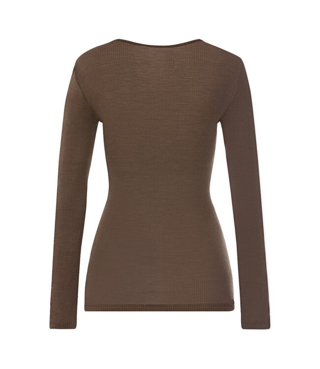 Hanro Marcia Long Sleeve Shirt Natural Teak (070757)