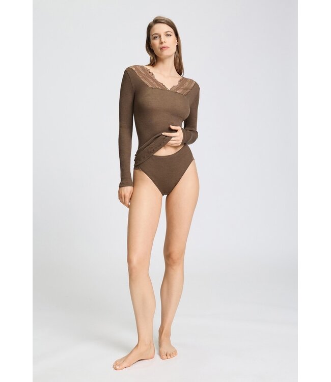 Hanro Marcia Long Sleeve Shirt Natural Teak (070757)