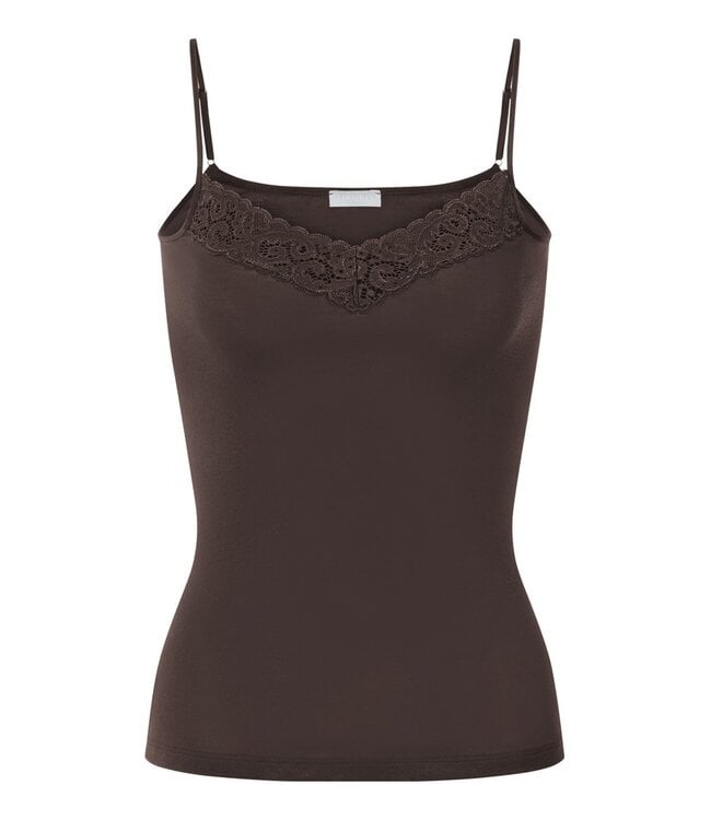 Hanro Moments Spaghetti Top V-Neck Dark Mocha (071485)