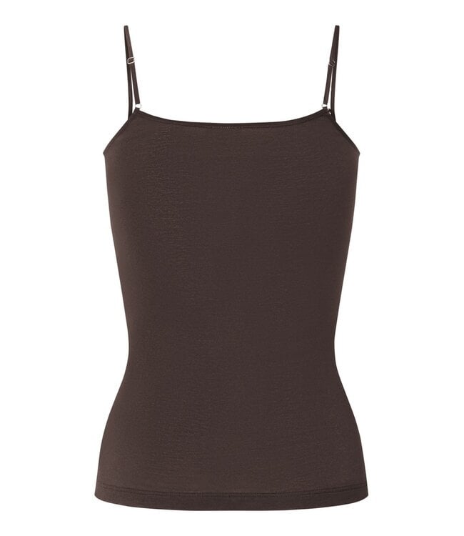 Hanro Moments Spaghetti Top V-Neck Dark Mocha (071485)