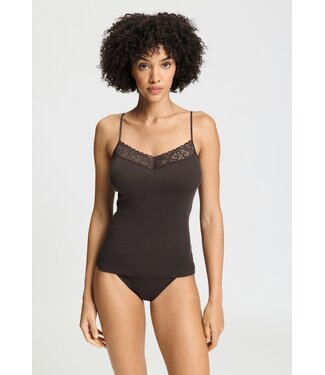 Hanro Moments Spaghetti Top V-Neck Dark Mocha (NEW TREND)
