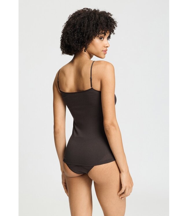 Hanro Moments Spaghetti Top V-Neck Dark Mocha (071485)