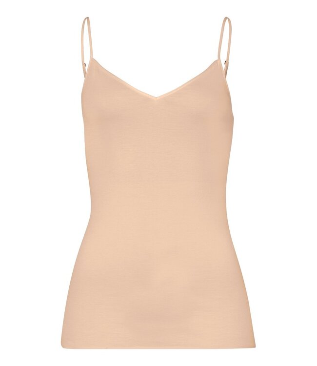 Hanro Cotton Seamless Spaghetti Top V-Shape Beige (071601)