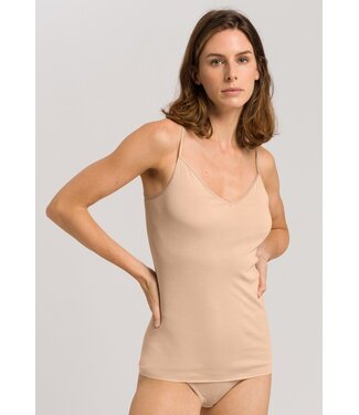 Hanro Cotton Seamless Spaghetti Top V-Shape Beige