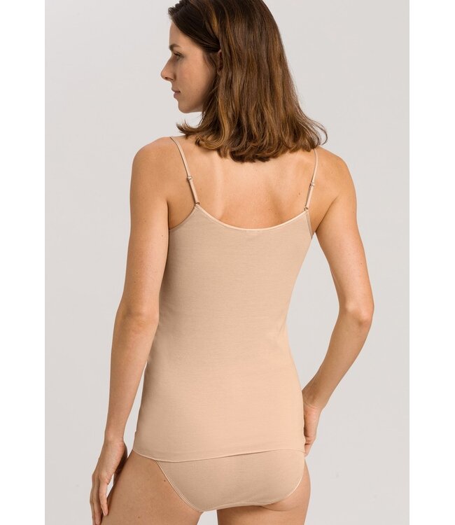 Hanro Cotton Seamless Spaghetti Top V-Shape Beige (071601)