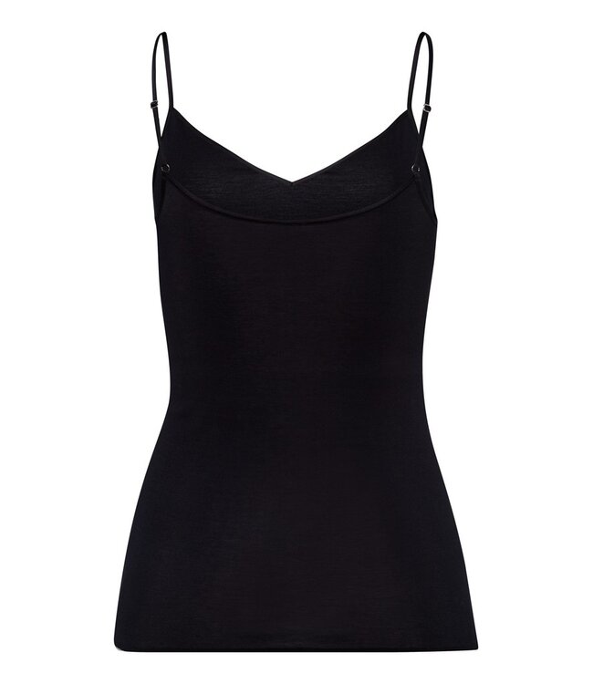 Cotton Seamless Spaghetti Top V-Shape Black (071601)