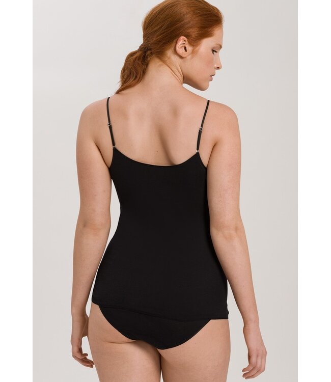 Cotton Seamless Spaghetti Top V-Shape Black (071601)