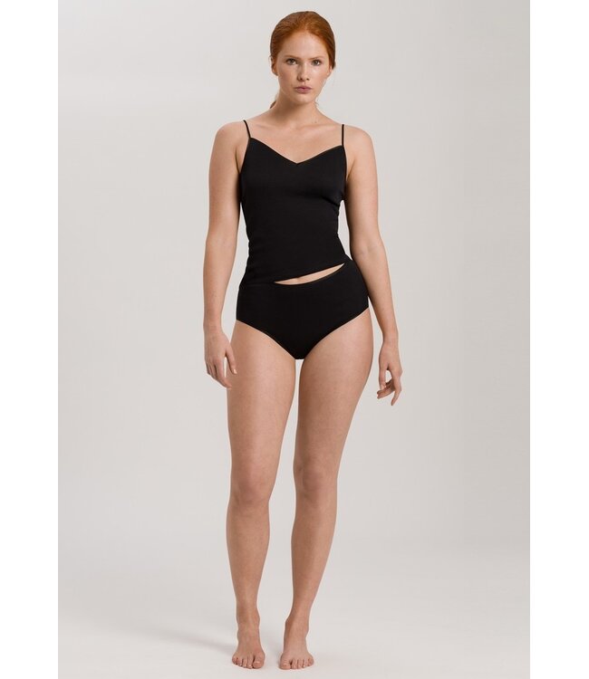Cotton Seamless Spaghetti Top V-Shape Black (071601)