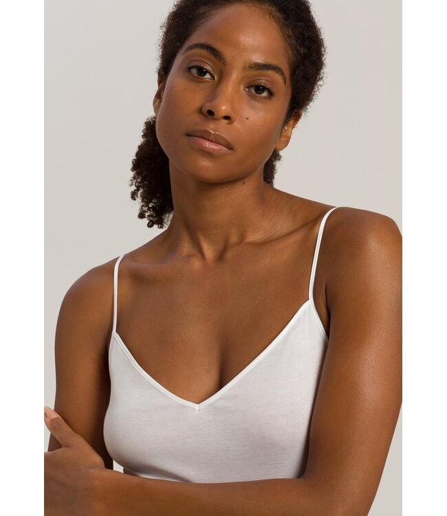 Cotton Seamless Spaghetti Top V-Shape White (071601)