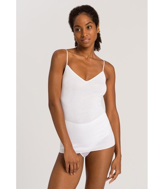 Cotton Seamless Spaghetti Top V-Shape White