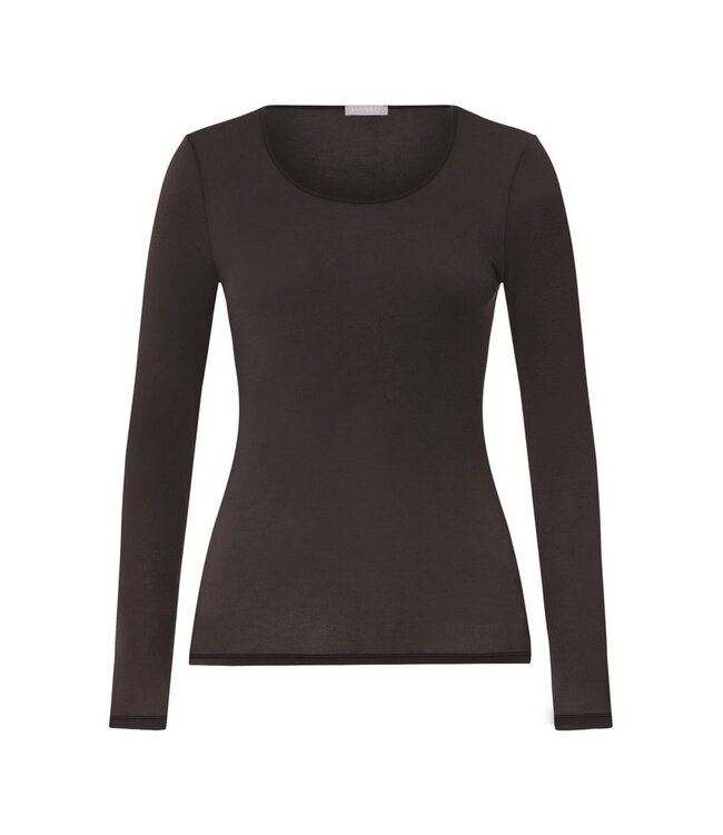 Hanro Ultralight Wool Long Sleeve Shirt Dark Mocha (071596)