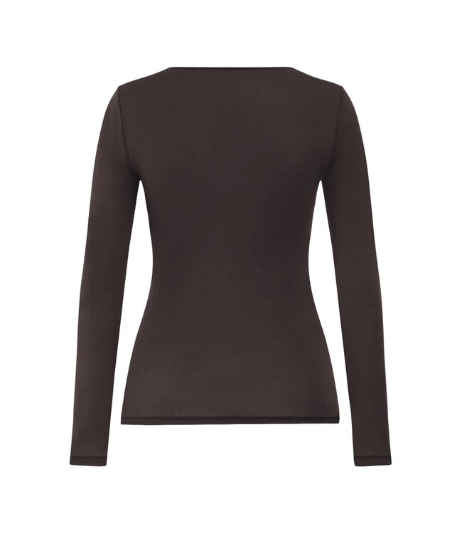 Hanro Ultralight Wool Long Sleeve Shirt Dark Mocha (071596)