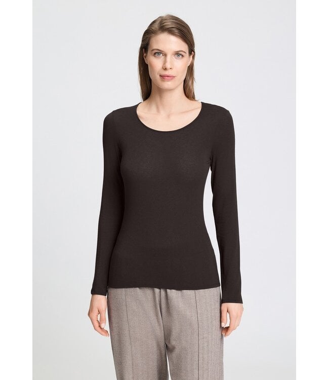 Hanro Ultralight Wool Long Sleeve Shirt Dark Mocha (071596)