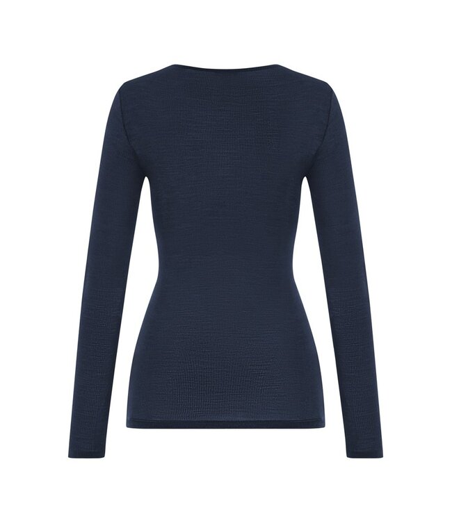 Hanro Woolen Lace Long Sleeve Shirt Deep Navy (070768)