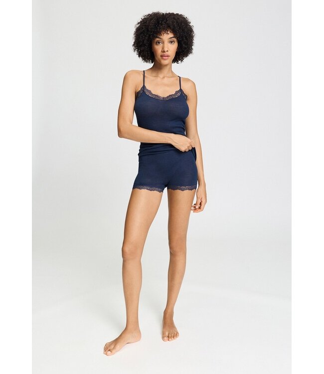 Hanro Woolen Lace Spaghetti Top Deep Navy (070765)