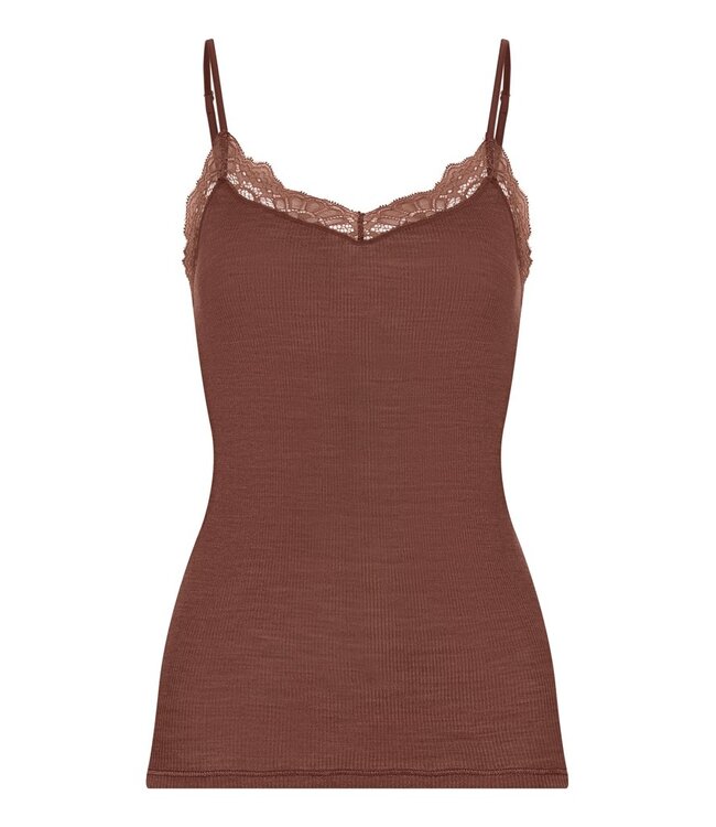 Hanro Woolen Lace Spaghetti Top Cinnamon (070765)
