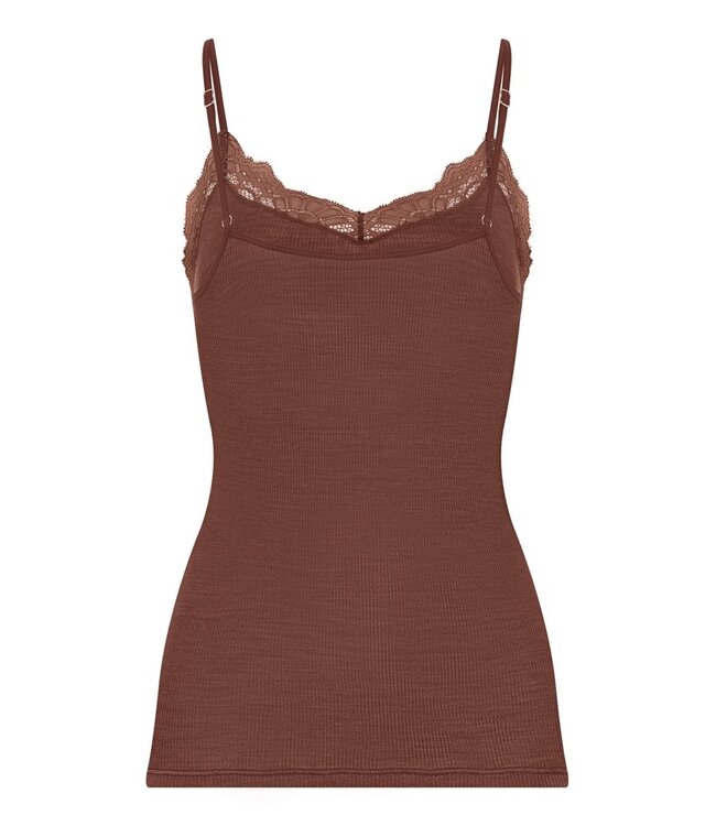 Hanro Woolen Lace Spaghetti Top Cinnamon (070765)