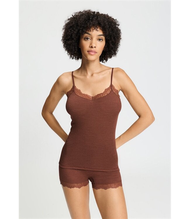 Hanro Woolen Lace Spaghetti Top Cinnamon (070765)