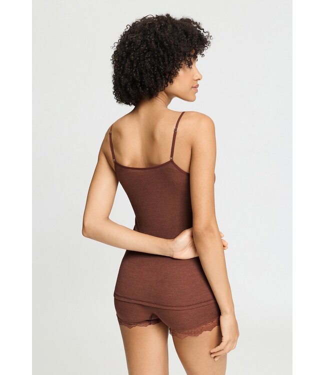 Hanro Woolen Lace Spaghetti Top Cinnamon (070765)