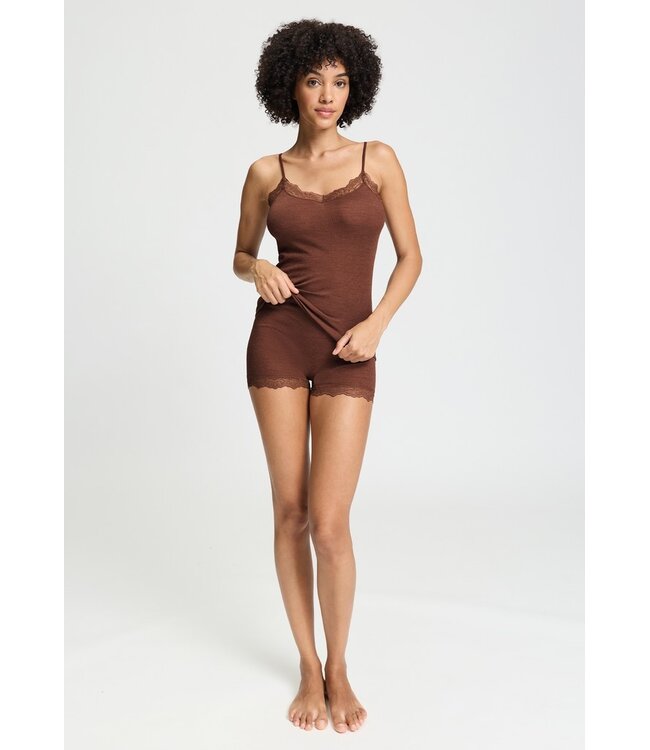 Hanro Woolen Lace Spaghetti Top Cinnamon (070765)
