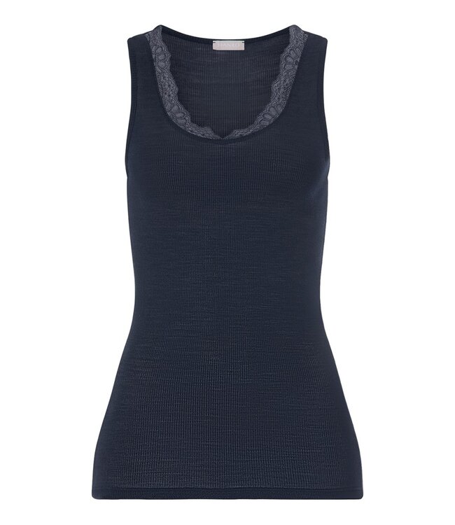 Hanro Woolen Lace Tank Top Deep Navy (070766)