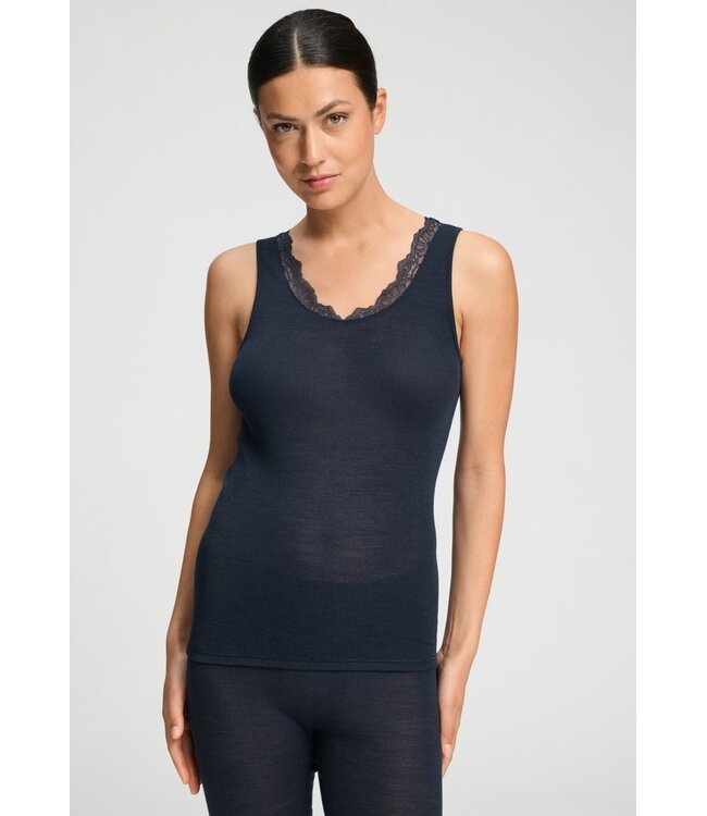 Hanro Woolen Lace Tank Top Deep Navy (NEW TREND)