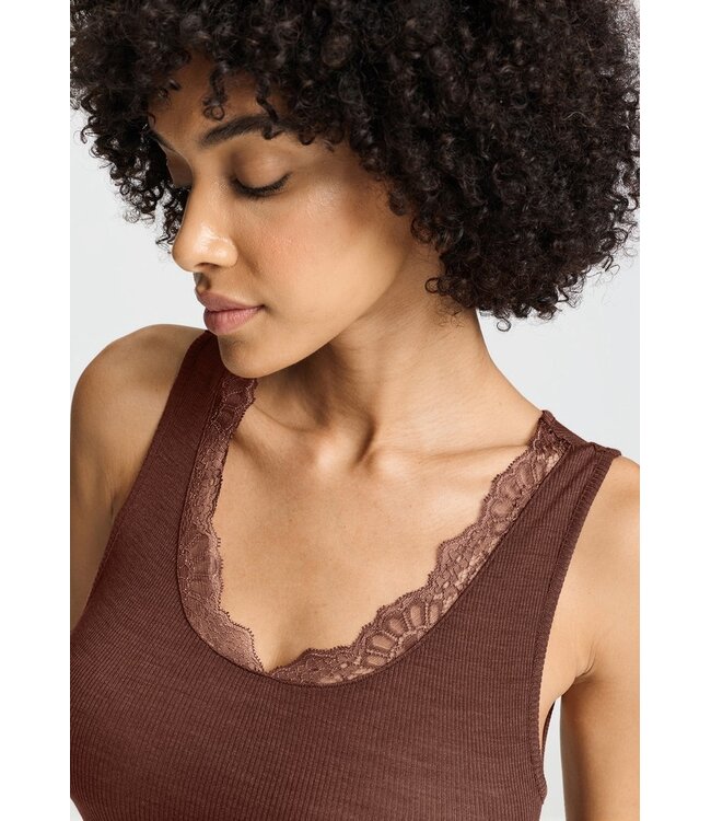 Hanro Woolen Lace Tank Top Cinnamon (070766)