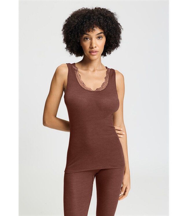 Hanro Woolen Lace Tank Top Cinnamon (NEW TREND)