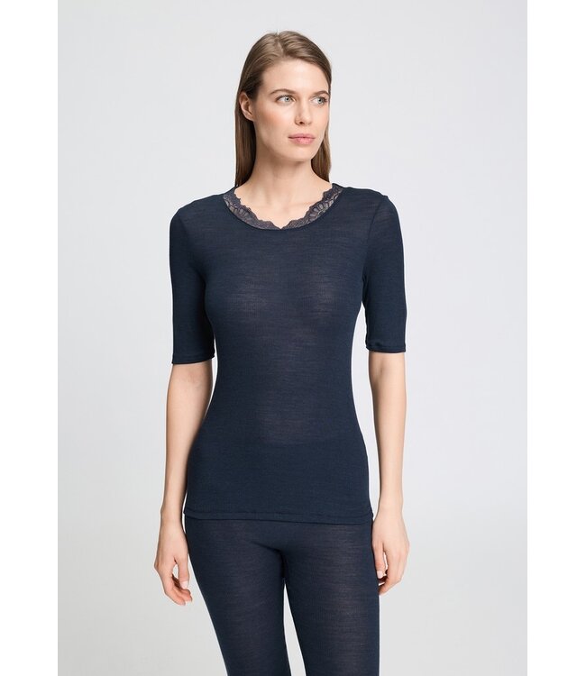 Hanro Woolen Lace Shirt Deep Navy (NEW TREND)